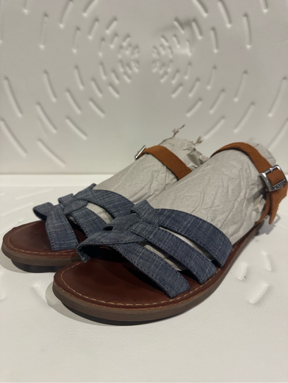Toms Denim Blue Slip-On Shoe with Brown Insole